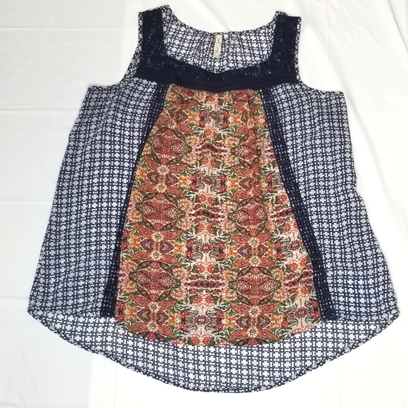 Red Camel Tops - Red Camel Sheer Patterned Top